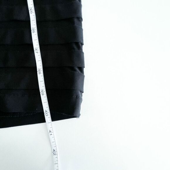 Adriana Papell Women's Black Lace Inset Trim Shutter Pleat Sheath Dress Size 10 - Picture 7 of 7